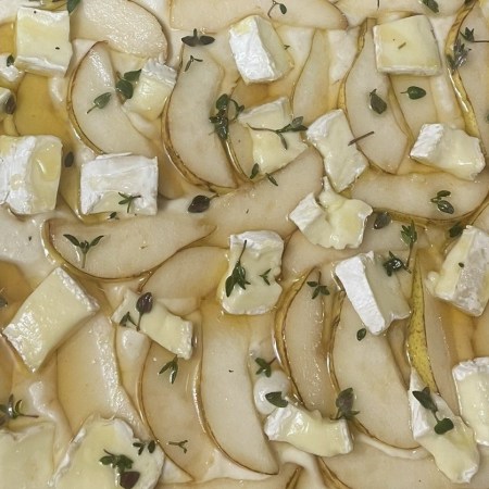 Grizzled Goat Pear and Brie Focaccia